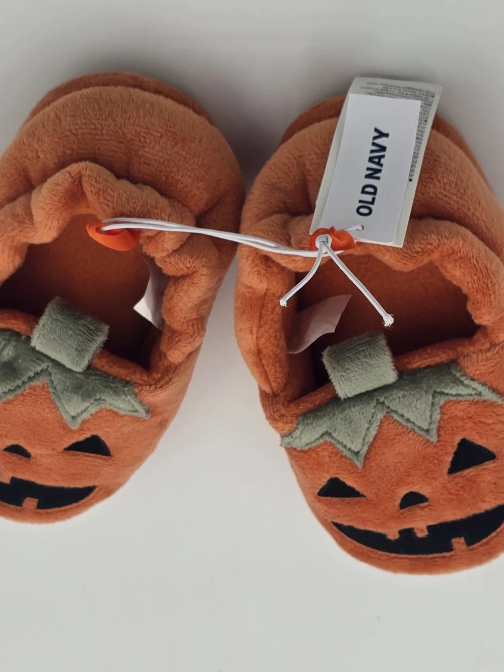 Old Navy Kids Pumpkin Plush Slippers - Orange with Green Stem